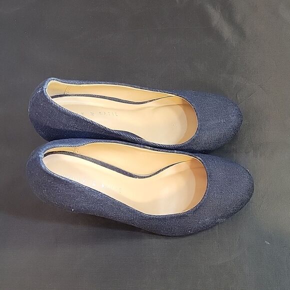 KELLY &KATIE DENIM JEAN MATERIALS ROUND TOE HEEL PUMP - Picture 5 of 15